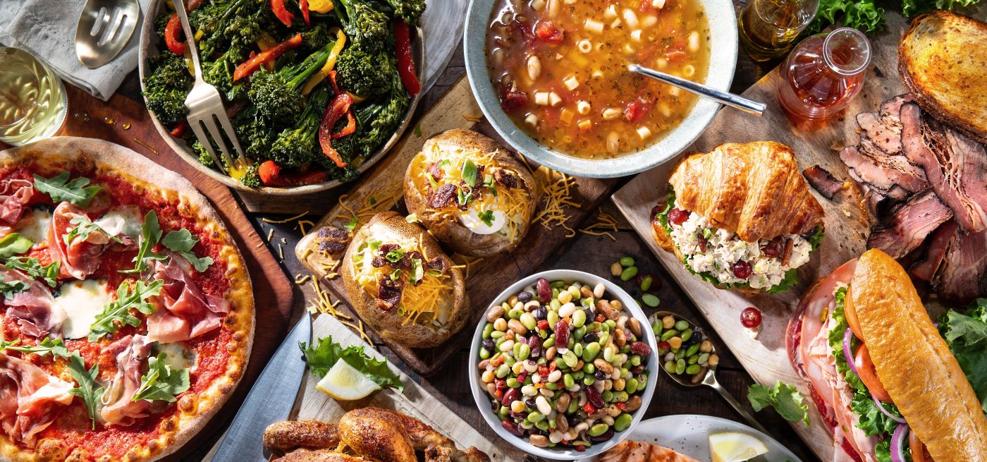 DLM prepared foods arranged on a table